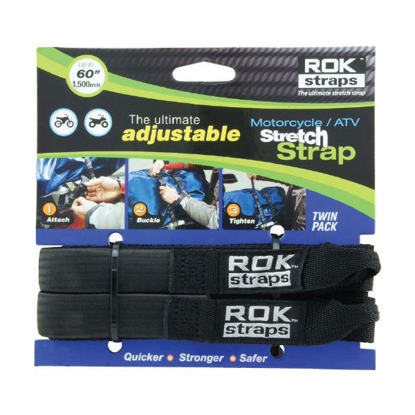 ROK MOTORCYCLE & ATV STRETCH STRAPS 1 X 60" BLACK ROK00025