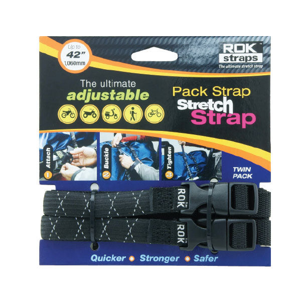 ROK SLIM PACK STRAPS 5/8 X 42" BLACK REFLECTIVE ROK00358