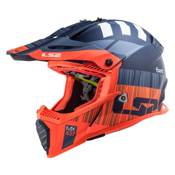 LS2 HELM GATE XCODE OG GLOSS FLUO/BL YTH S 437G-4332