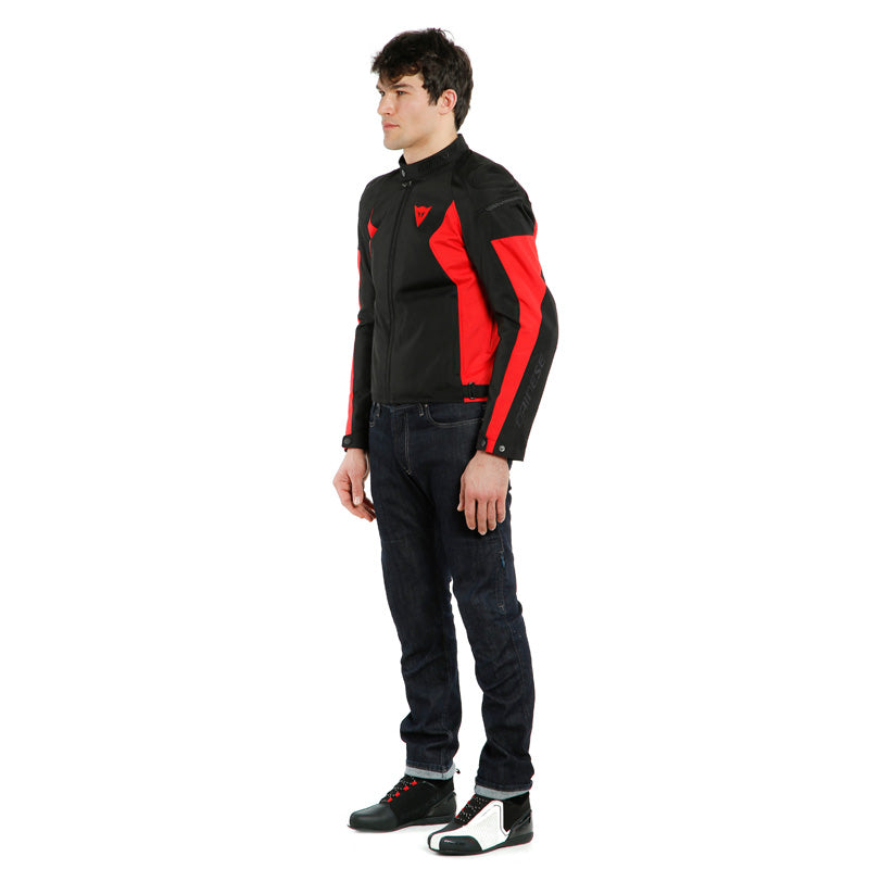 DAINESE MISTICA TEX JACKET BLACK/LAVA-RED 1735250-B78-52