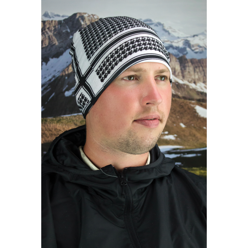 ZAN HEADGEAR MOTLEY TUBE FLEECE HOUNDSTOOTH BLK & WHT TF235BW