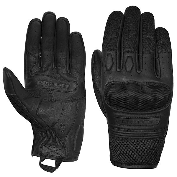 HELGRADE MEN'S HENDRIX LEATHER/MESH GLOVES XL BLACK 8-201015