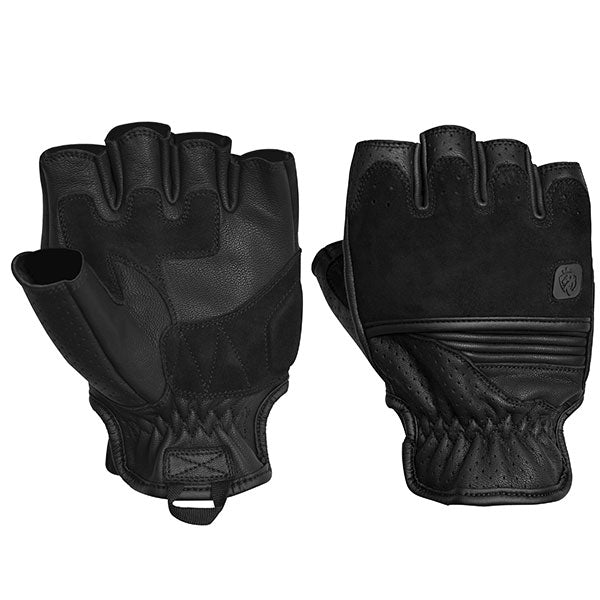 HELGRADE MEN'S IDOL FINGERLESS LEATHER GLOVES SMALL BLACK 8-204012