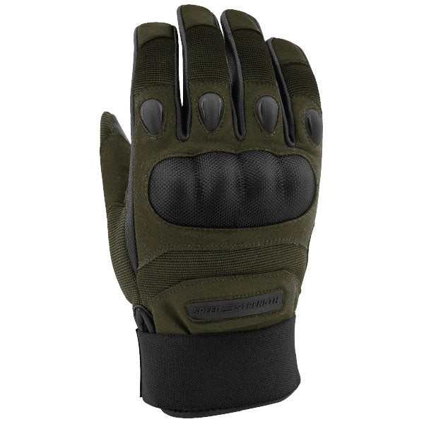 SPEED AND STRENGTH MEN'S CALL TO ARMS MOTORCYCLE GLOVES SMALL OLIVE 4-312574