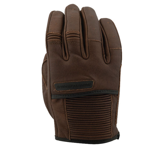 SPEED AND STRENGTH MEN'S OFF THE CHAIN LEATHER MOTORCYCLE GLOVES SMALL BROWN 4-312634