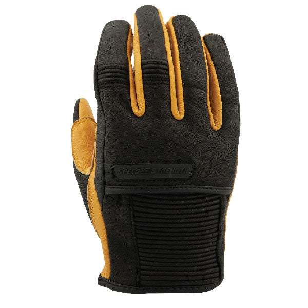 SPEED AND STRENGTH MEN'S OFF THE CHAIN LEATHER MOTORCYCLE GLOVES SMALL BLACK/TAN 4-312644