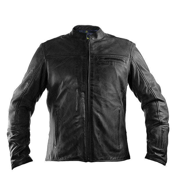 HELGRADE MADSEN MEN'S LEATHER JACKET BLACK LARGE 8-004014