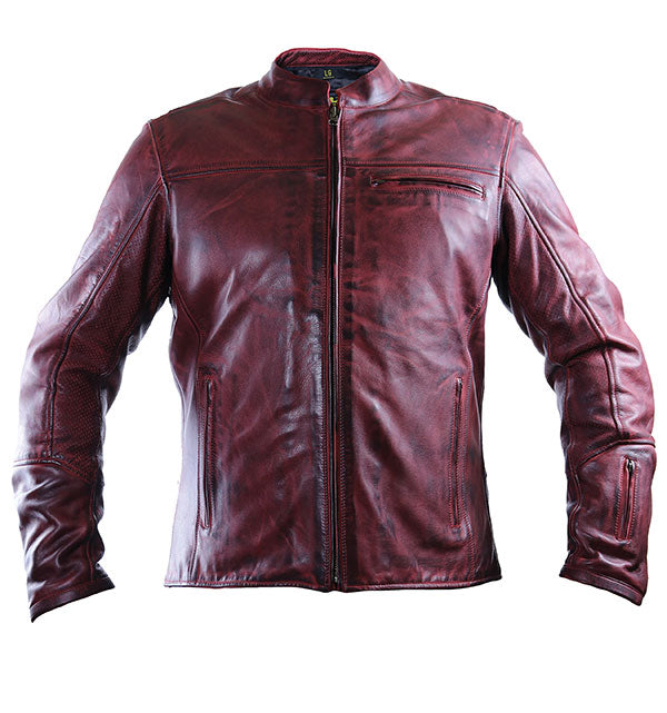 HELGRADE MADSEN MEN'S LEATHER JACKET OX BLOOD XL 8-005515