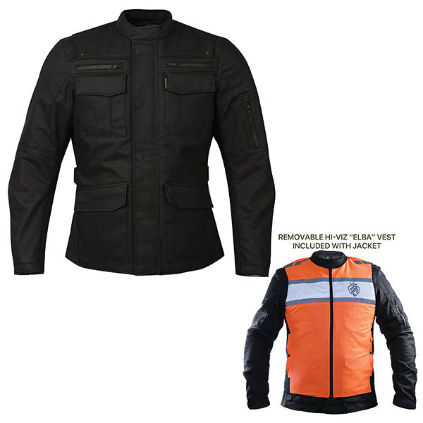 HELGRADE PENN MEN'S WATER RESISTANT WAXED JACKET BLACK LARGE 8-006014