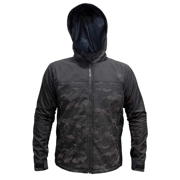 HELGRADE MEN'S TELLER REFLECTIVE MOTO HOODY JACKET GREY/BLACK CAMO 4XL 8-014118