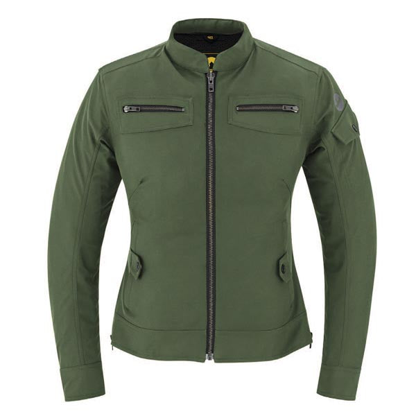 HELGRADE WOMEN'S UPTON LEATHER AND DENIM JACKET OLIVE XS 8-405412