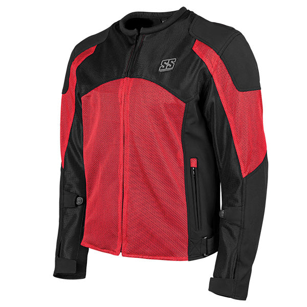 SPEED AND STRENGTH MEN'S MIDNIGHT EXPRESS MESH MOTORCYCLE JACKET MEDIUM RED 880070
