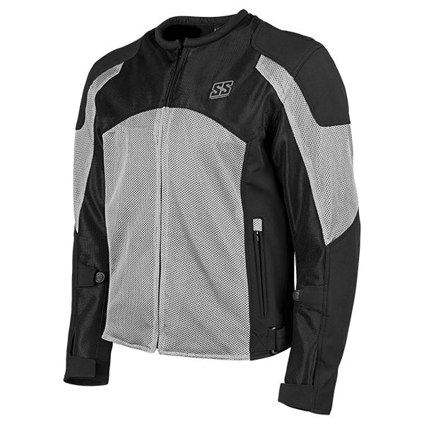 SPEED AND STRENGTH MEN'S MIDNIGHT EXPRESS MESH MOTORCYCLE JACKET XL SILVER 880065