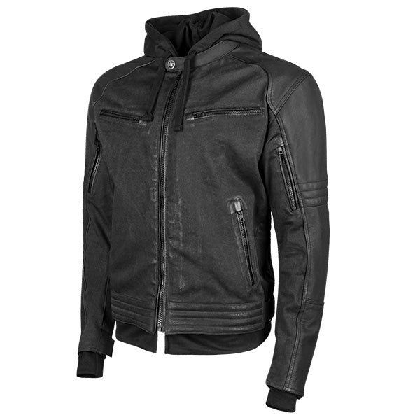 SPEED AND STRENGTH MEN'S STRAIGHT SAVAGE LEATHER & CANVAS MOTORCYCLE JACKET MEDIUM BLACK 884396