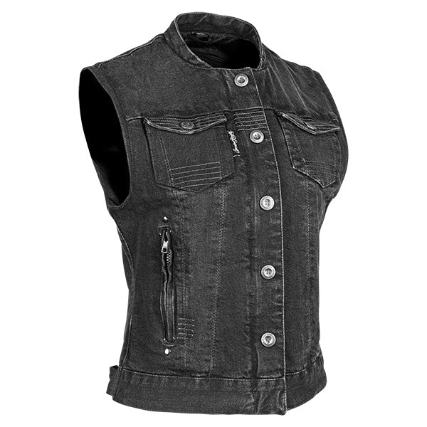 SPEED AND STRENGTH GLORY DAZE WOMENS MOTORCYCLE VEST XS BLACK 884464