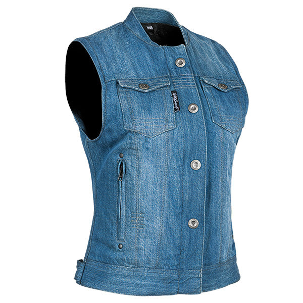 SPEED AND STRENGTH GLORY DAZE WOMENS MOTORCYCLE VEST SMALL BLUE 884473