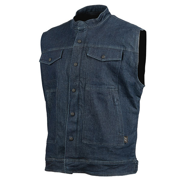 SPEED AND STRENGTH MEN'S SOUL SHAKER DENIM MOTORCYCLE VEST MEDIUM BLUE SSC24113-8