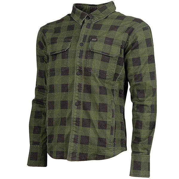 SPEED AND STRENGTH MEN'S TRUE GRIT ARMOURED MOTORCYCLE SHIRT XL OLIVE PLAID SSC24130-4