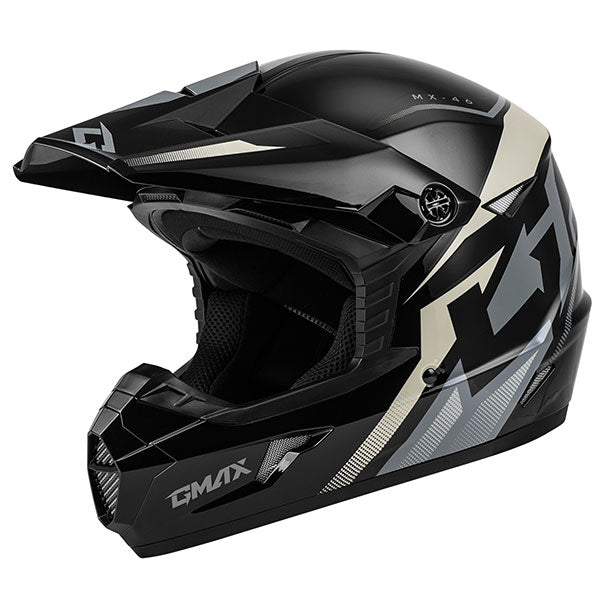 GMAX MX46 COMPOUND MX HELMET BLACK/WHITE GLOSS LARGE D3464456