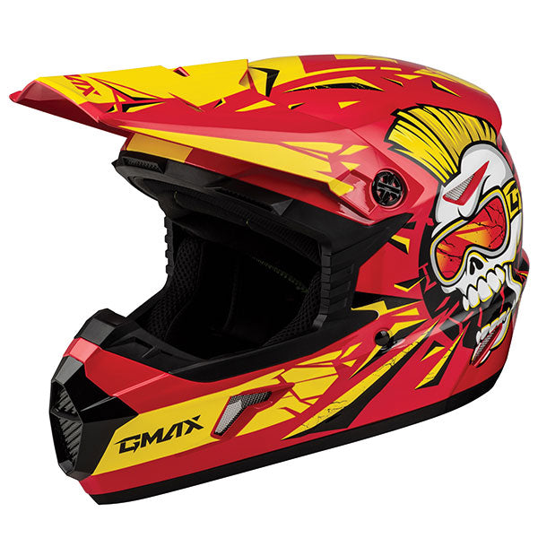 GMAX MX46Y UNSTABLE MX YOUTH HELMET YOUTH LARGE RED/YELLOW D3465232
