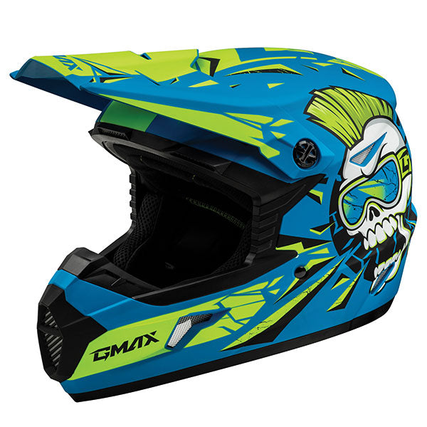GMAX MX46Y UNSTABLE MX YOUTH HELMET YOUTH MEDIUM BLUE/GREEN D3465181