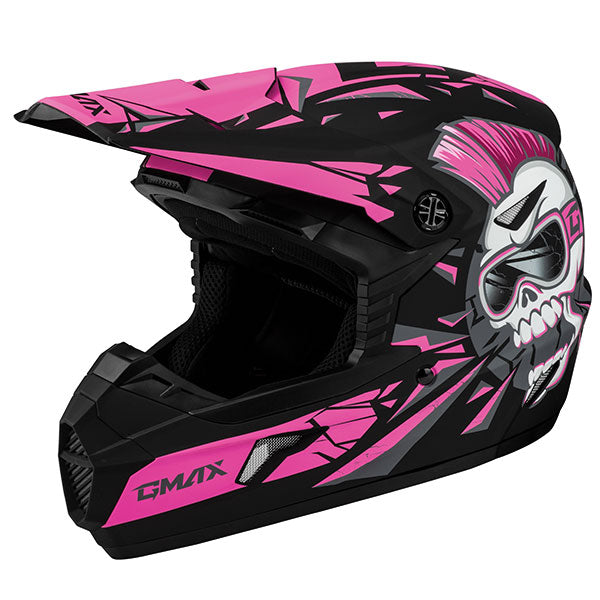 GMAX MX46Y UNSTABLE MX YOUTH HELMET YOUTH MEDIUM BLACK/PINK D3466171