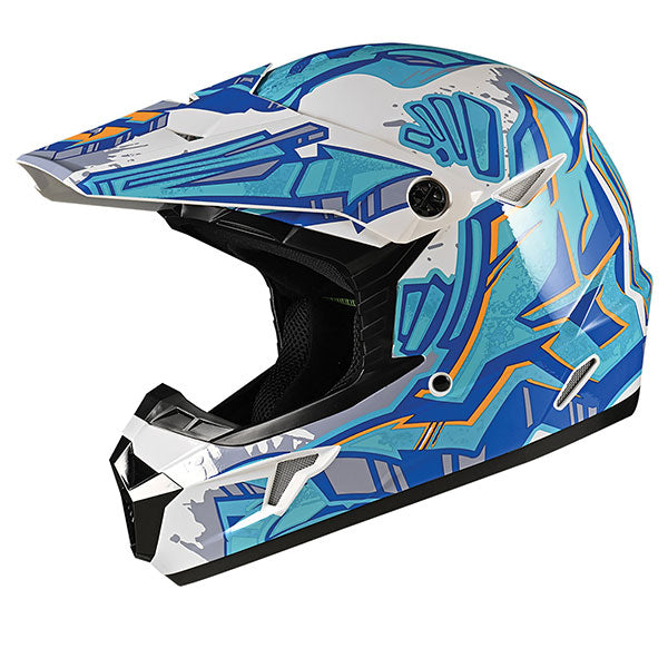 GMAX MX46 TAG MX HELMET GLOSS WHITE/BLUE/GREY YOUTH MEDIUM D3467511