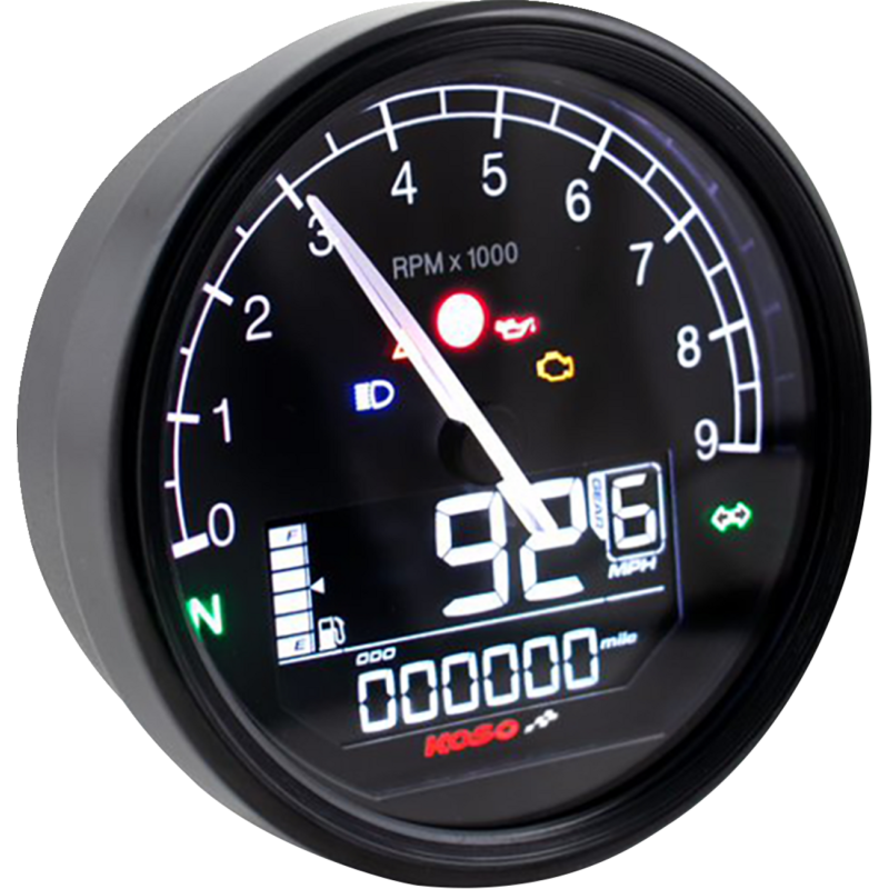 KOSO NORTH AMERICA TNT-05  D80 TACHO + SPEEDOMETER HARLEY-DAVIDSON BLACK BA087000-HD