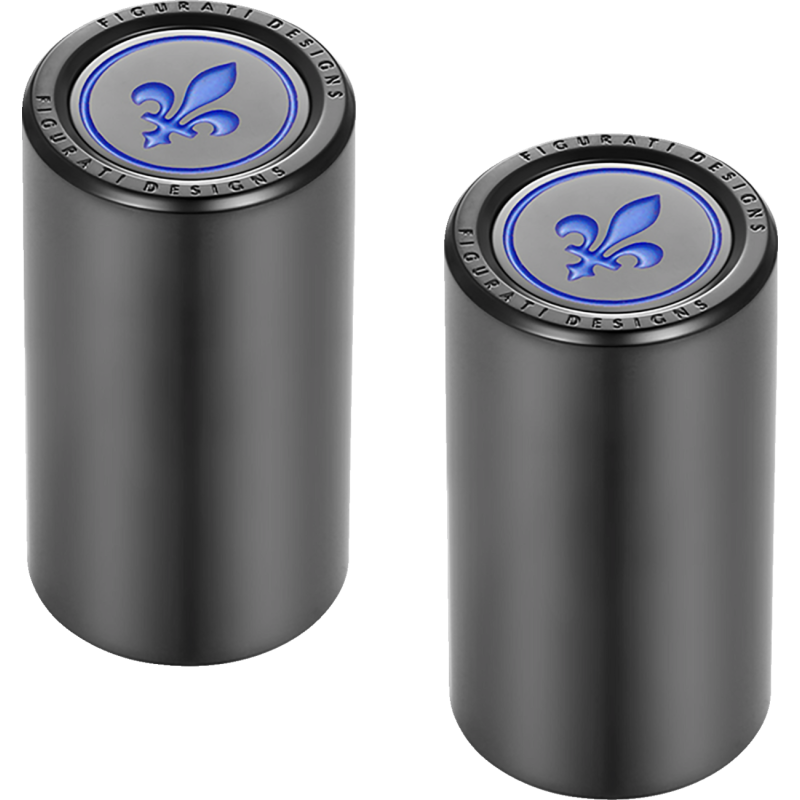 FIGURATI DESIGNS BLUE FLEUR-DE-LIS DOCKING COVERS BLACK 25X46MM FD05-25.2/46.5-BK