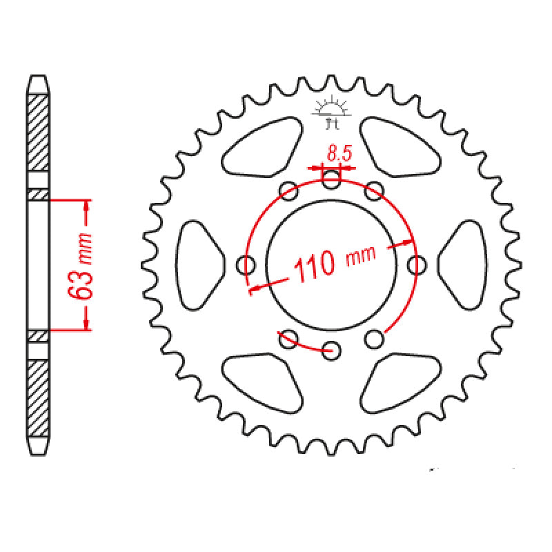 JT SPROCKETS SPR.45T KTM 390 DUKE/RC 13-18 OE JTR890_45ZBK