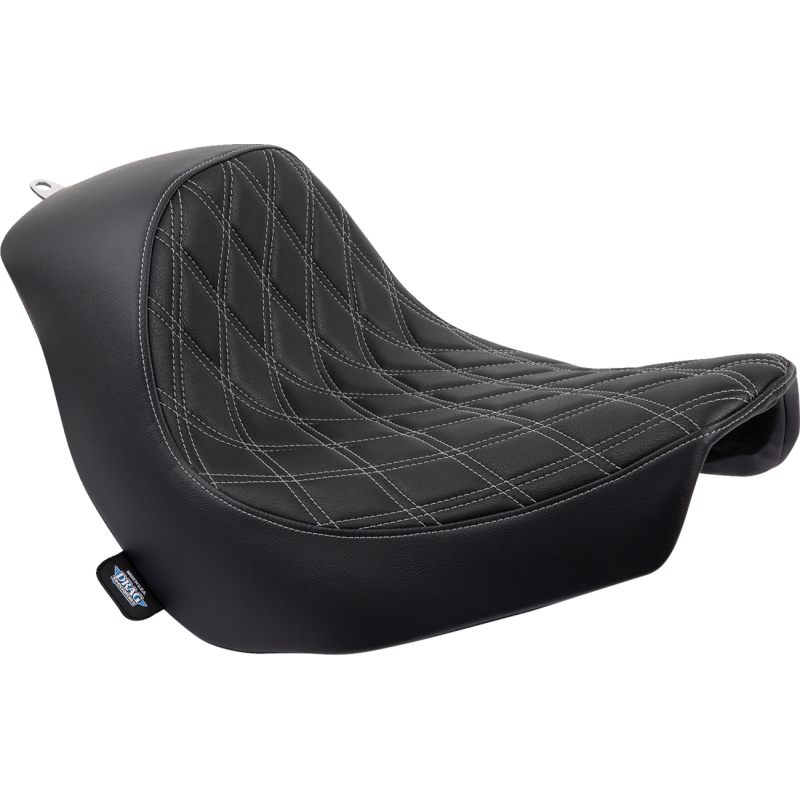DRAG SPECIALTIES SEATS SOLO SEAT - DOUBLE DIAMOND - SILVER STITCHING- FL/FX' 18-'24 0802-1514