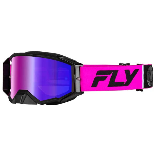 FLY RACING ZONE PRO GOGGLES PINK/BLACK FRAME IRIDESCENT RED MIRROR/SMOKE LENS 37-5190