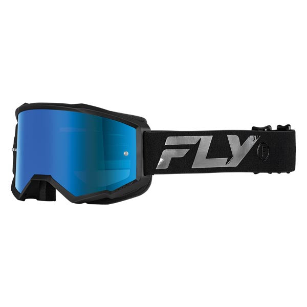 FLY RACING YOUTH ZONE GOGGLES BLACK/BLACK FRAME SKY BLUE MIRROR/SMOKE LENS 37-51525Y