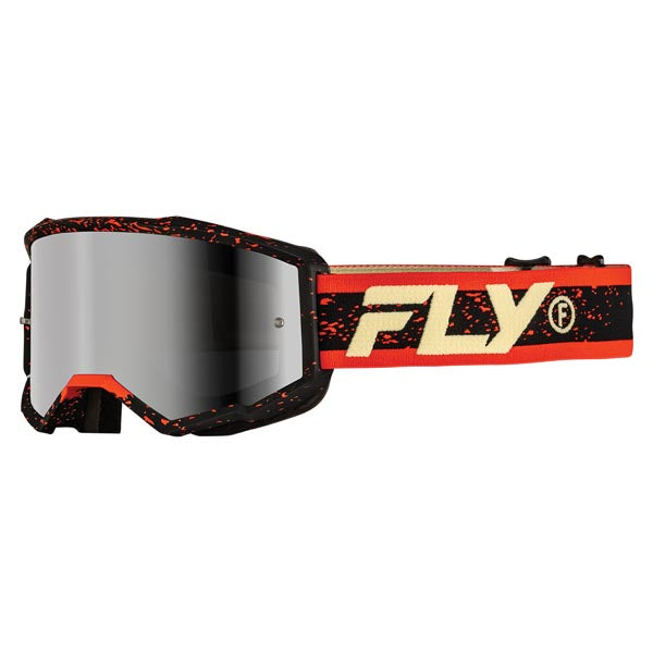 FLY RACING YOUTH ZONE GOGGLES BLK/RED/CREAM FRAME SILVER MIRROR/SMOKE LENS 37-51527Y