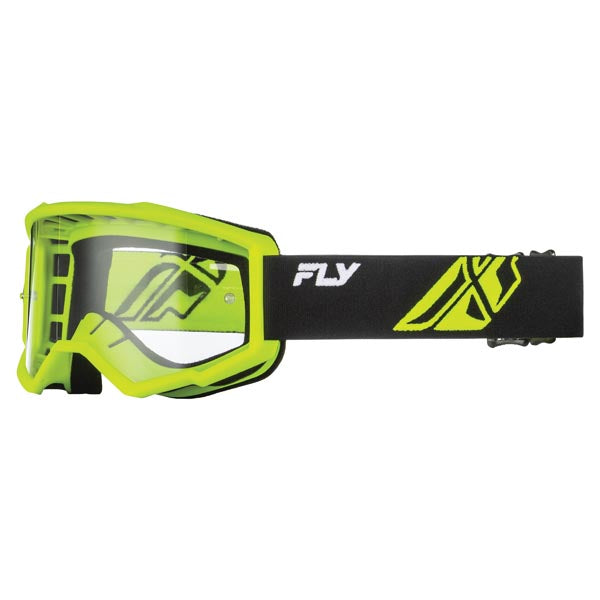 FLY RACING FOCUS GOGGLES BLACK/HI-VIS FRAME CLEAR LENS 37-51165