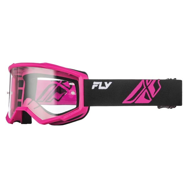 FLY RACING FOCUS GOGGLES BLACK/PINK FRAME CLEAR LENS 37-51167
