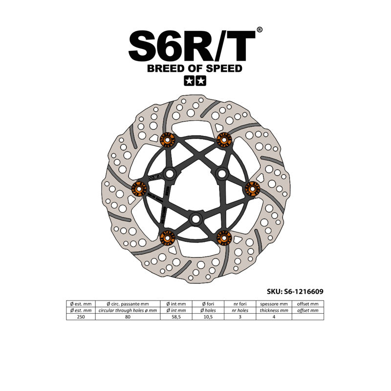 STAGE 6 FLOATING BRAKE DISC FRONT 250MM MK2 YAMAHA S6-1216609