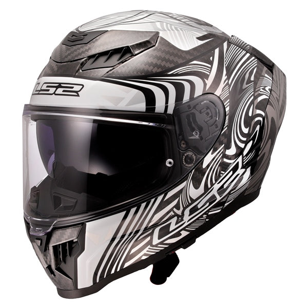 LS2 HELM DRAGON CARB ENTH W/SUNV GLOS SI 3XL 807-2137