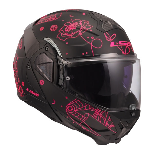 LS2 HELM ADVANTII SOPHIA W/SUN MAT BK/PI 2XL 910-1116