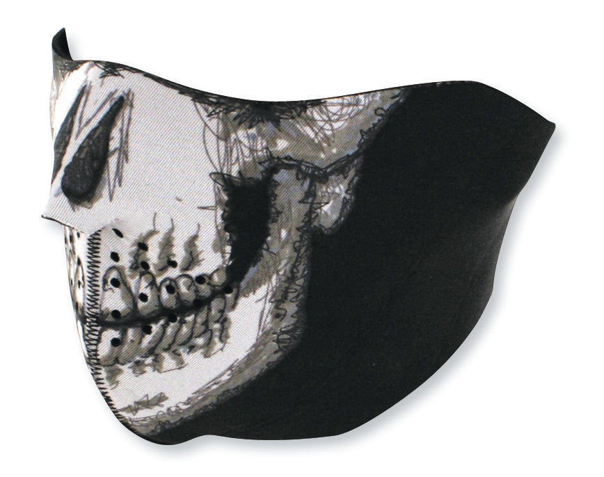 ZAN HEADGEAR SKULL FACE NEOPRENE 1/2 FACE MASK WNFM002H