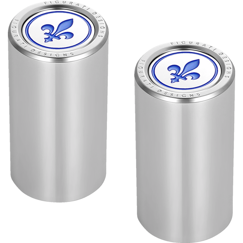 FIGURATI DESIGNS BLUE FLEUR-DE-LIS DOCKING COVERS SILVER 25X46MM FD05-25.2/46.5-SS