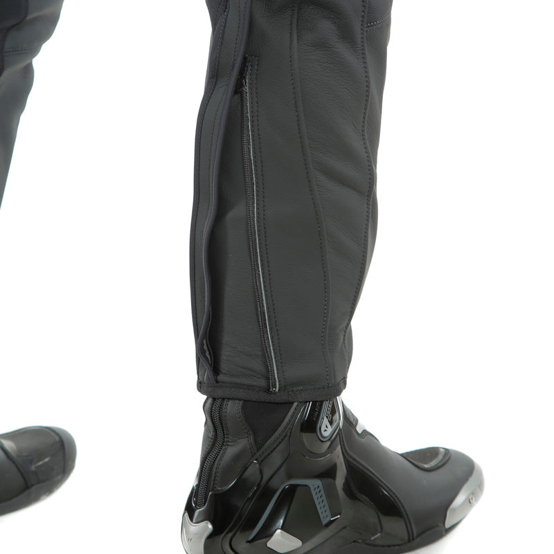 DAINESE PONY 3 TALL LEATHER PANTS BLACK-MATT 1553716-076-98