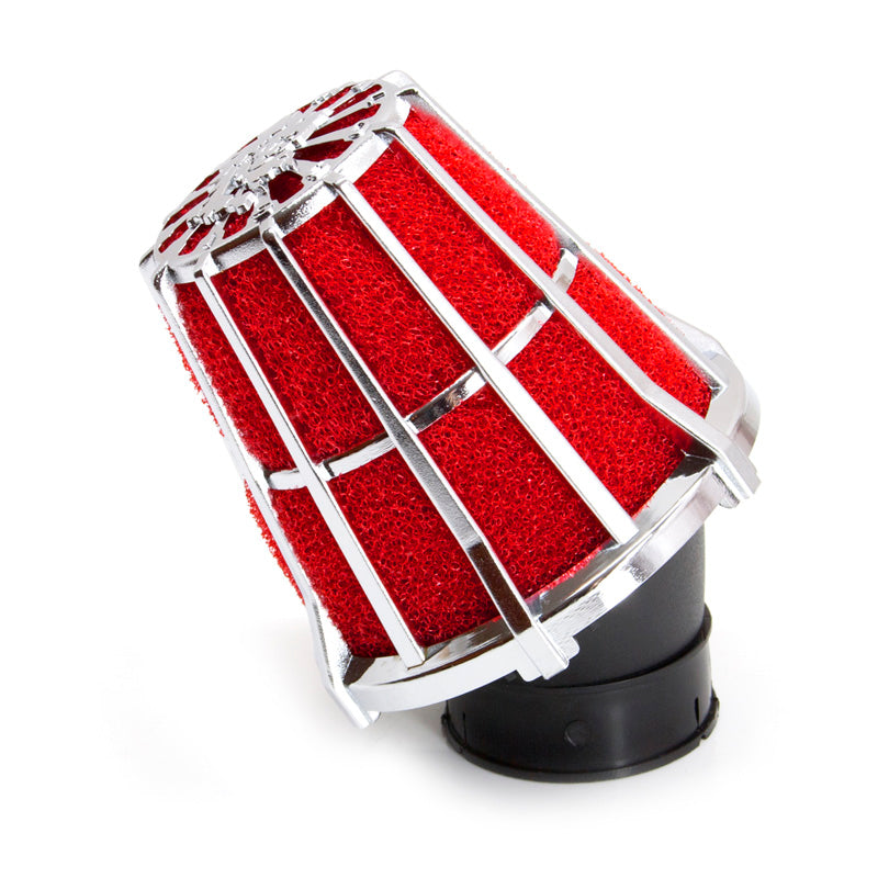 MALOSSI AIR FILTER 5E CHROME/RED 30DEG 38MM 04 7593_K0