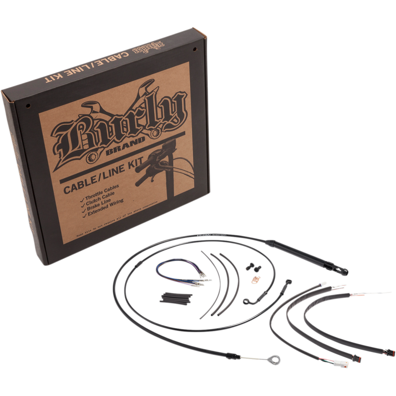 BURLY BRAND CABLE KIT - JAIL BAR - 12" HANDLEBARS - BLACK VINYL B30-1264