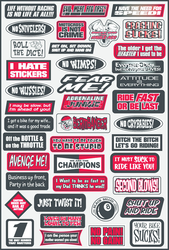 FACTORY EFFEX SPONSOR STICKER KIT "FUN PHRASES" 07-68012