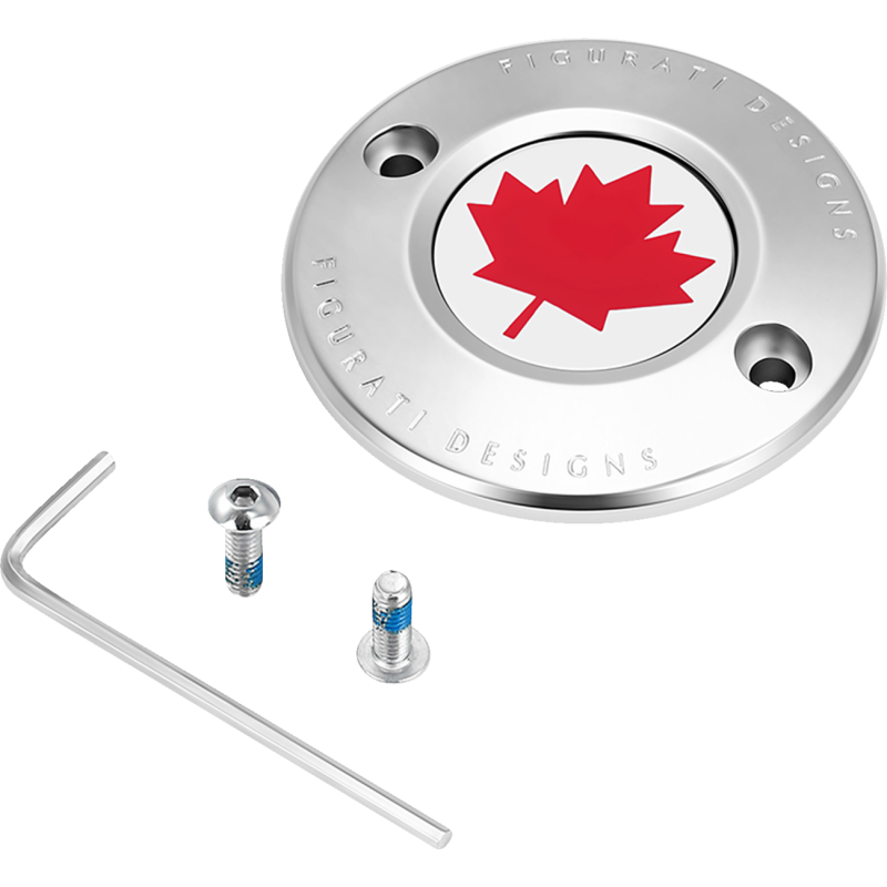FIGURATI DESIGNS RED MAPLE LEAF TIMING COVER M8 SILVER FD03-TC-2H-SS