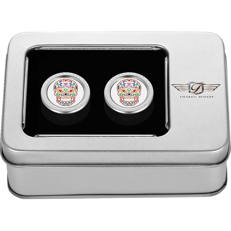 FIGURATI DESIGNS ND MAG DOCKING COVERS SILVER WITH  SUGAR SKULL-27.2X32MM FD30-DC-27.2/32-SS