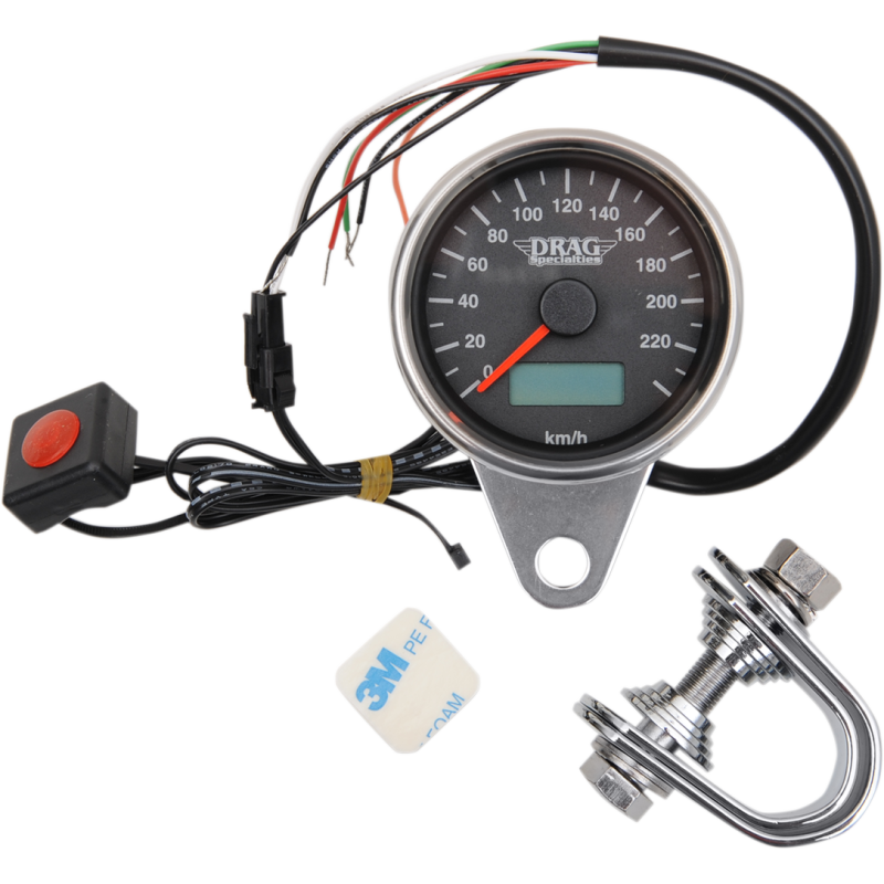 DRAG SPECIALTIES 2.37" MINI SPEEDO BLK KM/H 2210-0326
