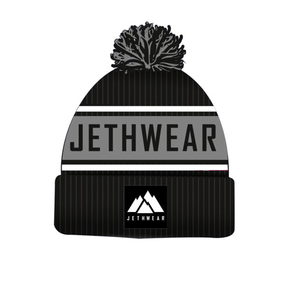JETHWEAR BEANIE POMPOM BK/GY J2545-001