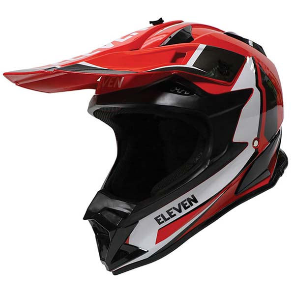 ELEVEN RAID MX HELMET PEAK RED/BLACK/WHITE 166 PEAK RED/WH